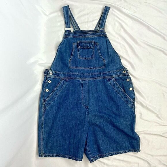 Vintage Overalls Shorts Faded Glory Blue Denim Women’s Size 20W Pocket Front Y2K - Picture 3 of 9